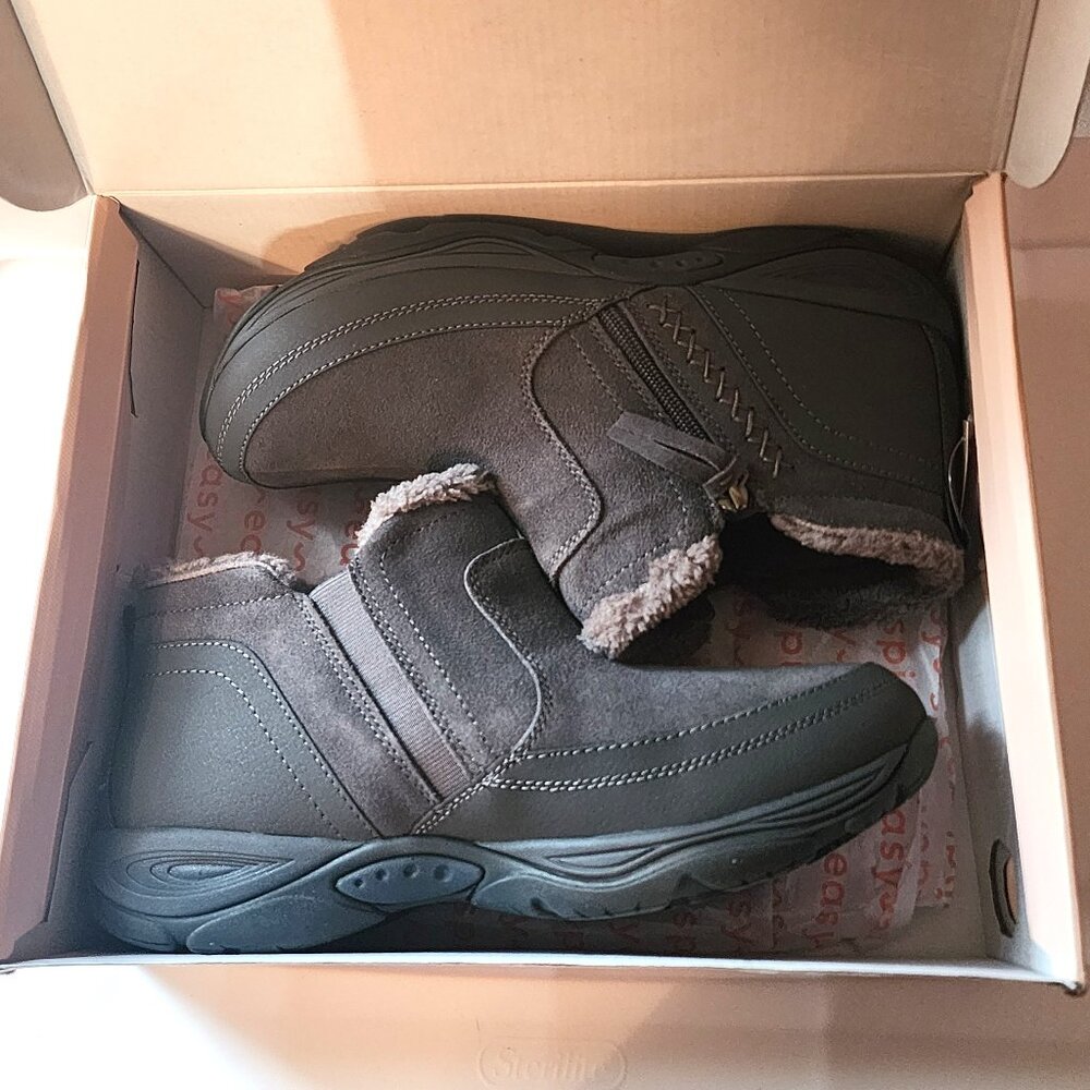 Easy Spirit Women's 10.5 M Gray Epic Ankle Boot Zip Up Lightweight Flexible NIB